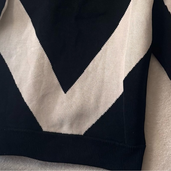 Alexander Wang Cotton Geometric Chevron Oversized Colorblock Sweater Knit Top L - Picture 9 of 15